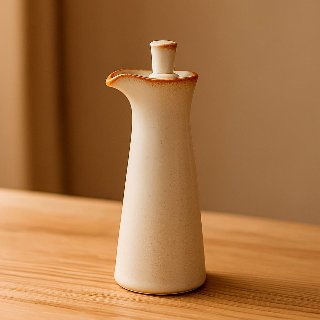 Aceitera De Cerámica Con Tapa Para Salsas Y Condimentos