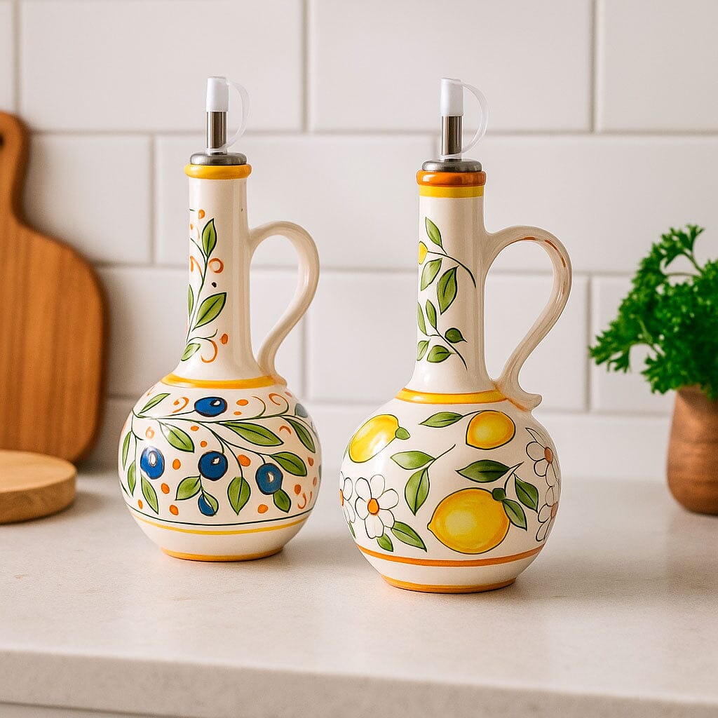 Aceitera de Cerámica Decorada con Tapa
