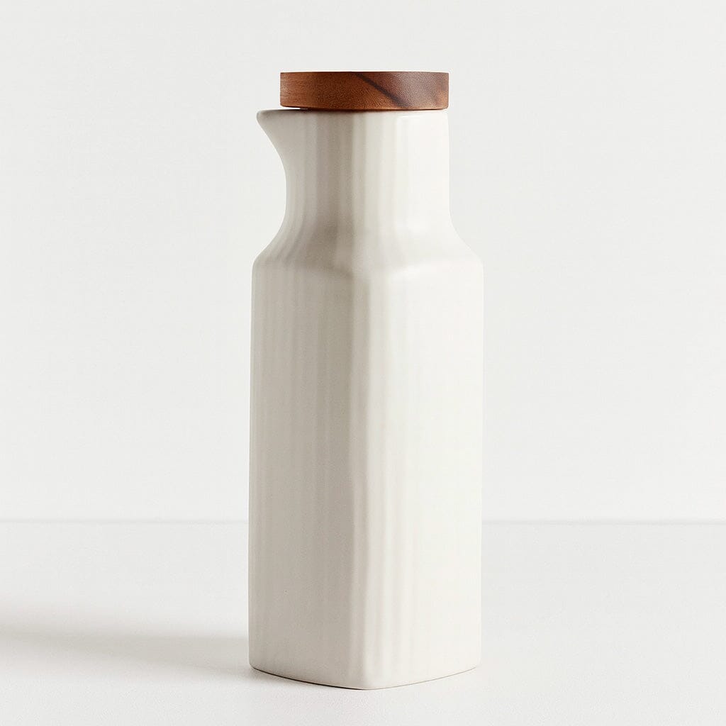 Botella de Cerámica para Aceite y Vinagre con Tapa de Madera