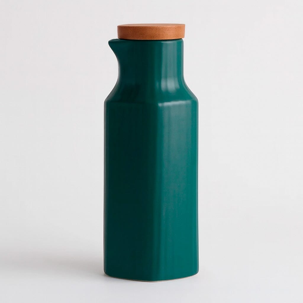Botella de Cerámica para Aceite y Vinagre con Tapa de Madera