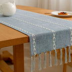 Camino De Mesa De Lino Natural Con Acabado Artesanal