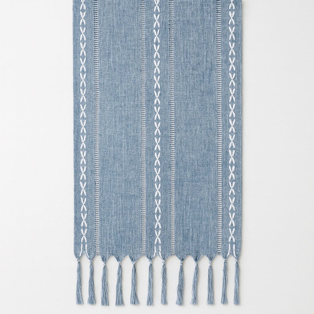 Camino De Mesa De Lino Natural Con Acabado Artesanal