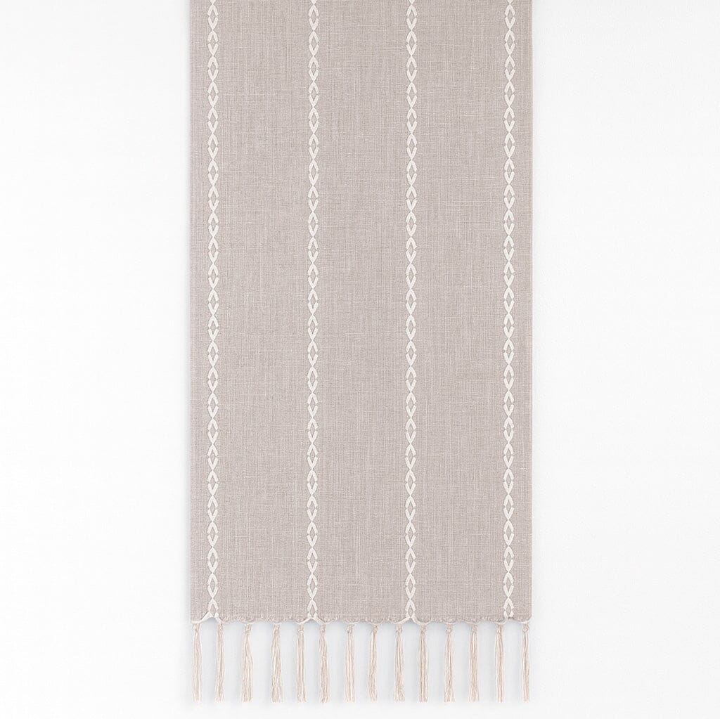 Camino De Mesa De Lino Natural Con Acabado Artesanal