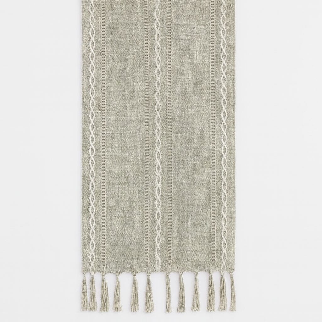 Camino De Mesa De Lino Natural Con Acabado Artesanal