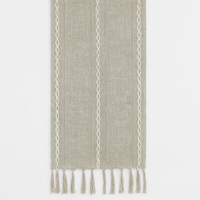 Camino De Mesa De Lino Natural Con Acabado Artesanal Hover Image