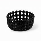 Cesta Decorativa de Cerámica Calada con Diseño Artesanal