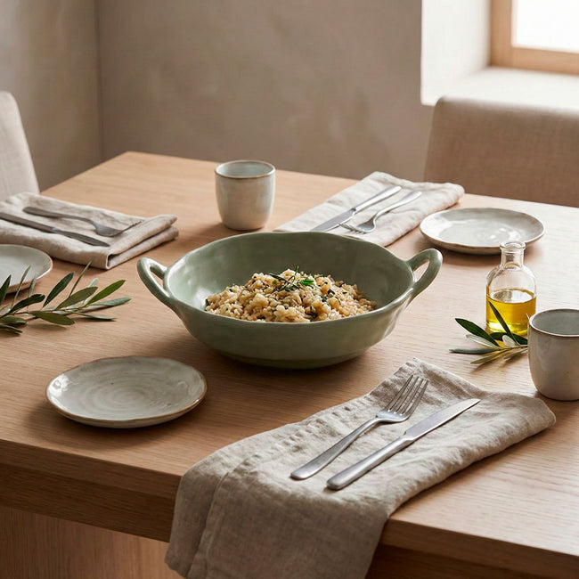 Charola De Cerámica Mate Con Asas Laterales Main Image