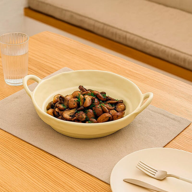 Charola De Cerámica Mate Con Asas Laterales Main Image