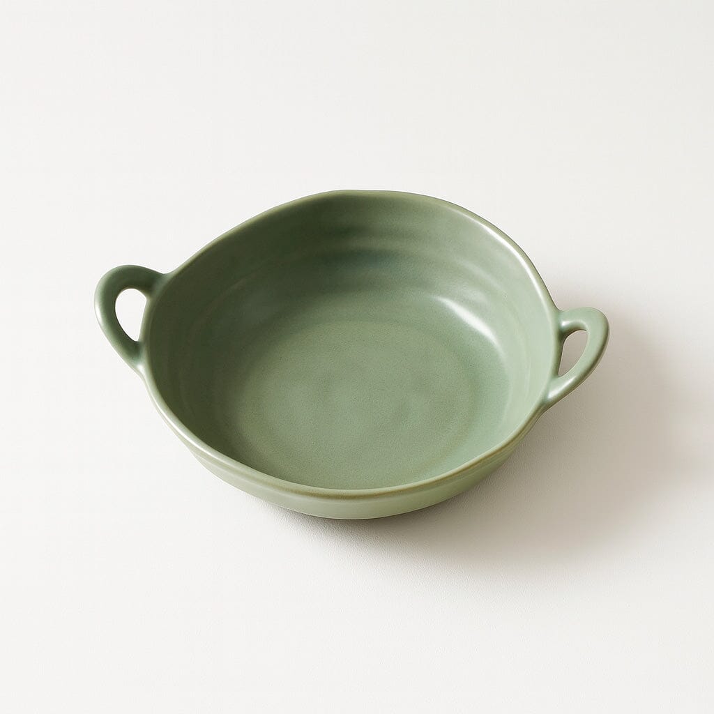 Charola De Cerámica Mate Con Asas Laterales