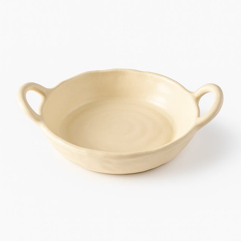 Charola De Cerámica Mate Con Asas Laterales