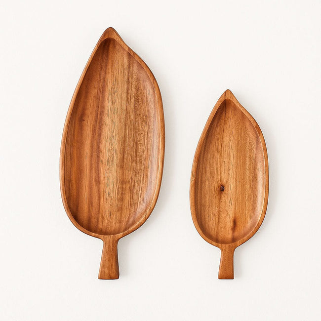 Charola De Madera Con Asa Hoja Gourmet Hover Image