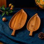 Charola De Madera Con Asa Hoja Gourmet