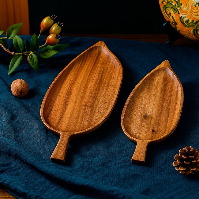 Charola De Madera Con Asa Hoja Gourmet Main Image