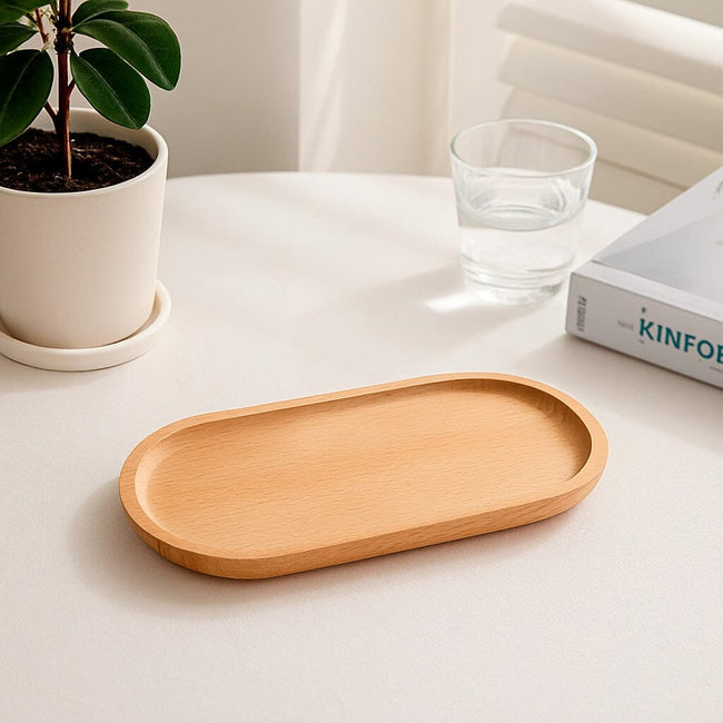 Charola Rectangular De Madera Natural Con Diseño Minimalista Main Image