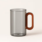 Conjunto De Vasos De Vidrio Ahumado Con Asa De Madera 4 Piezas 360 ml