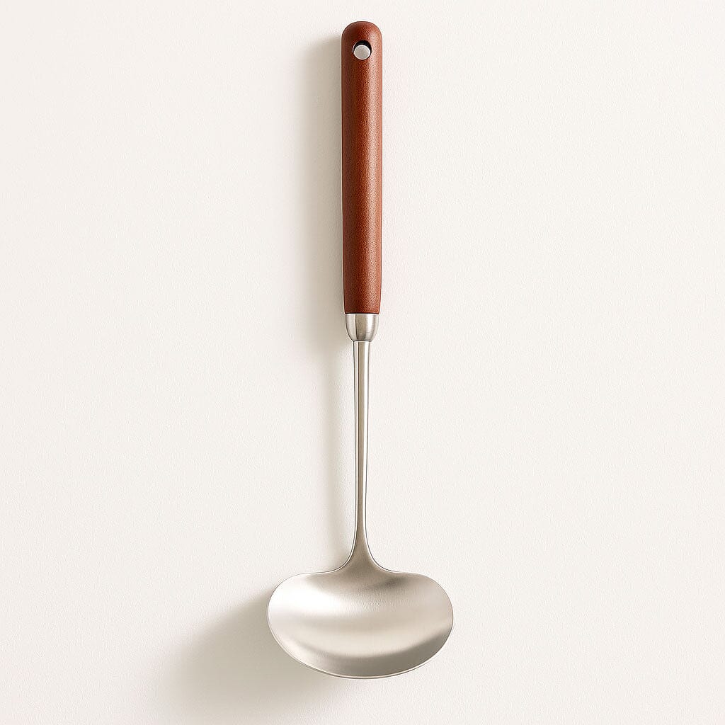Cuchara para Wok de Acero Inoxidable con Mango de Madera