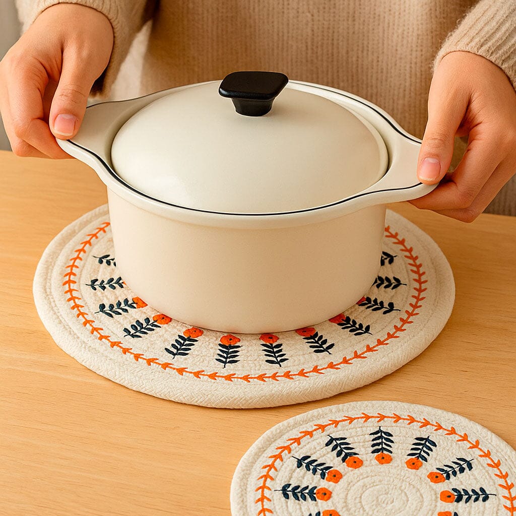 Descansa Ollas De Algodón Con Estampado Floral Nórdico 4 Piezas