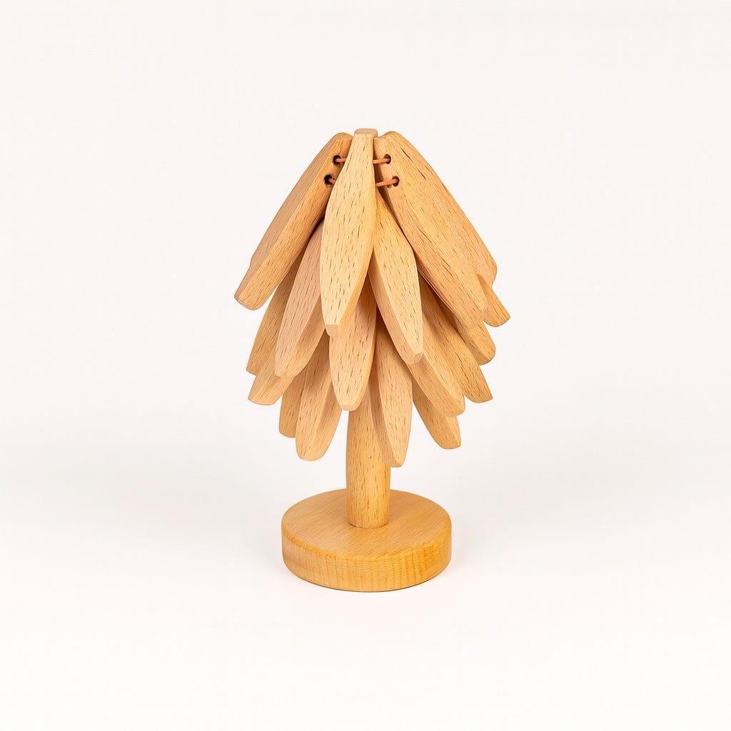 Descanso de Panela de Madeira Dobrável com Suporte em Formato de Árvore Descanso de Panela de Madeira Dobrável com Suporte em Formato de Árvore Doca Claro 