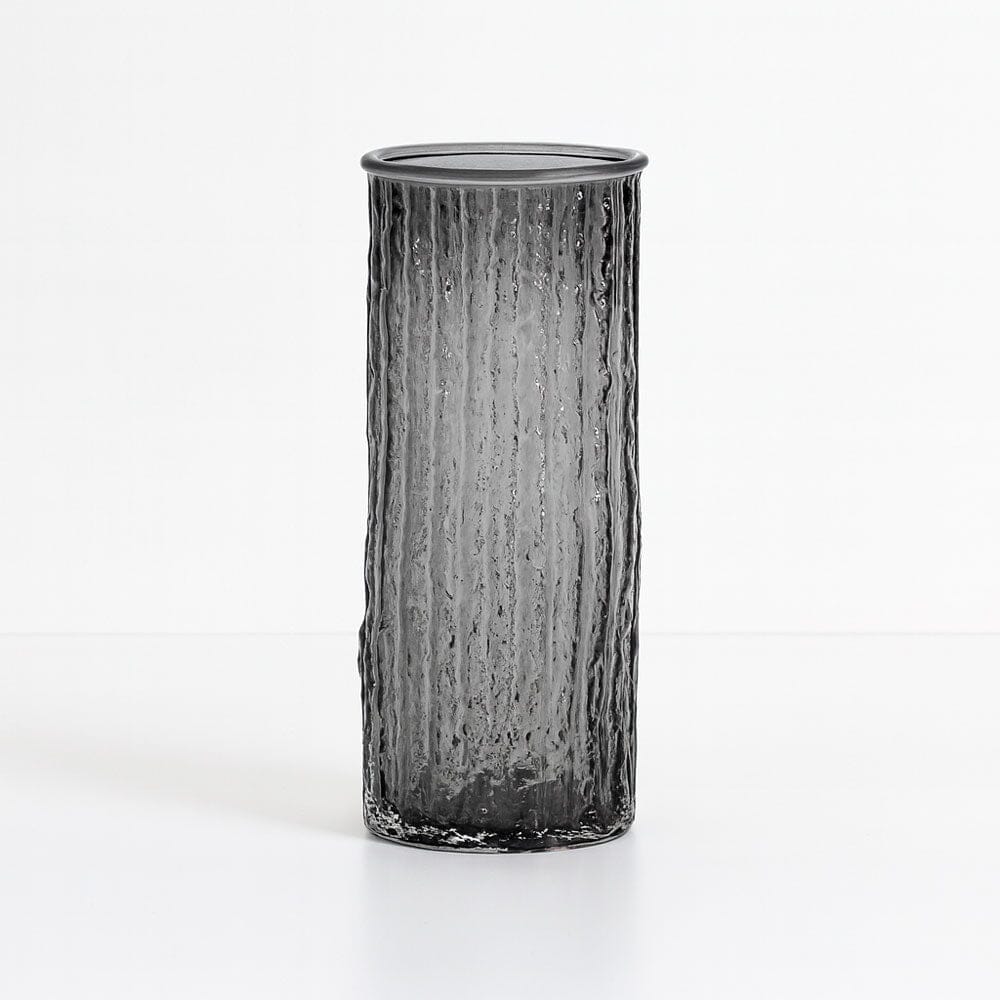 Florero de Vidrio Texturizado Cilíndrico para Mesa