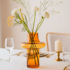 Florero Decorativo de Vidrio Ámbar Moderno