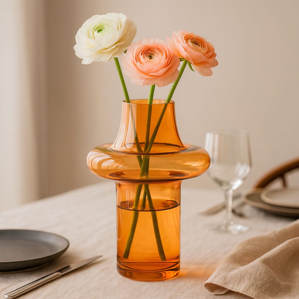 Florero Decorativo de Vidrio Ámbar Moderno