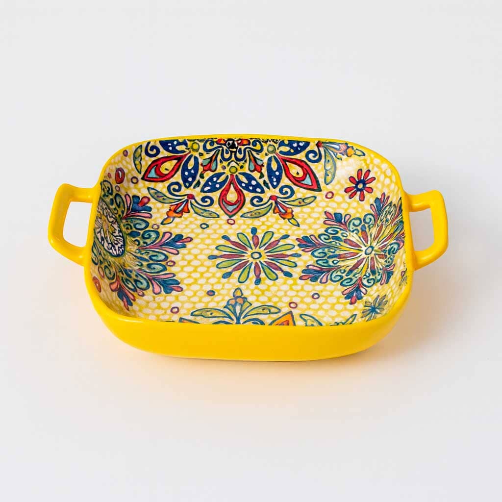 Fuente de Cerámica Decorada con Asas