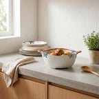 Fuente de Cerámica Floral con Asas Laterales