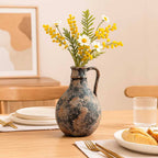 Jarrón de Cerámica Decorativo Rústico con Asa