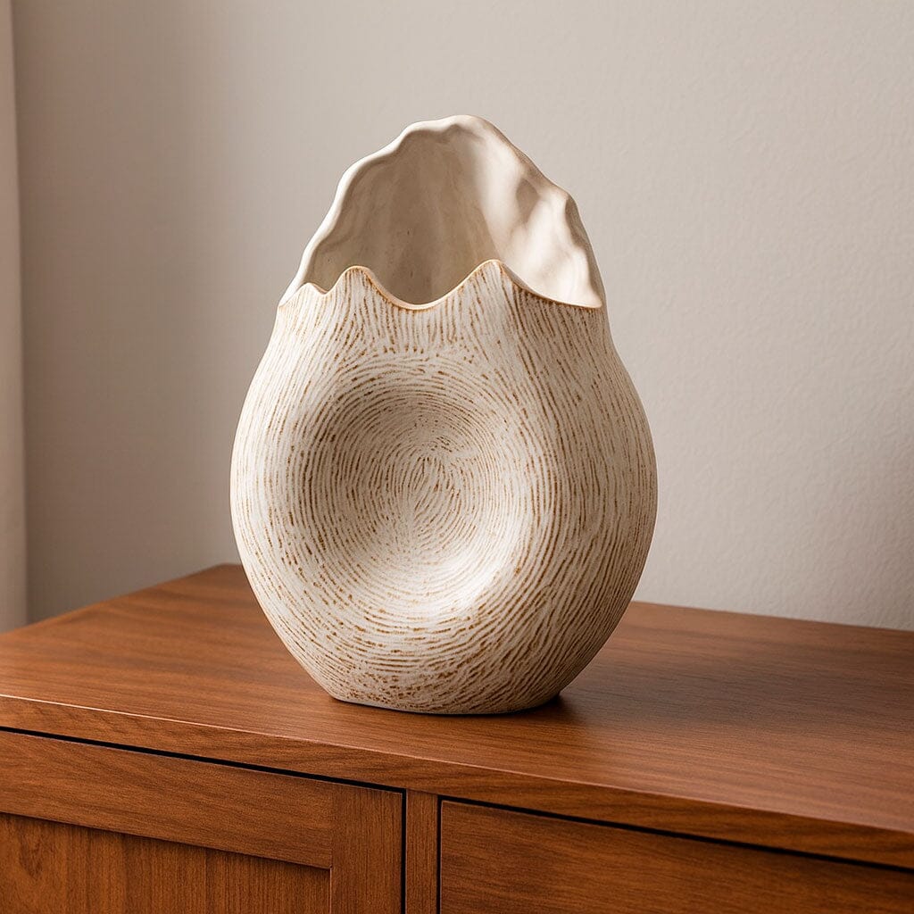 Jarrón de Cerámica Esculpido para Centro de Mesa