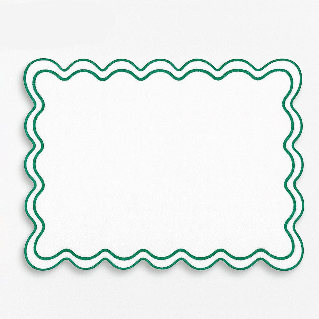 Jogo Americano de Linho com Borda Ondulada Kit 6 Peças Jogo Americano de Linho com Borda Ondulada Kit 6 Peças Doca Verde 