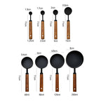 Kit de cucharas medidoras de metal con mango de madera