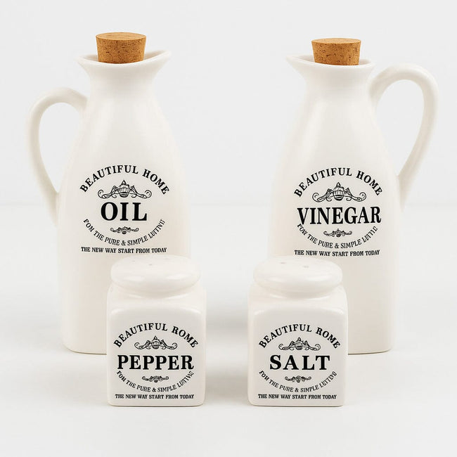 Kit Porta Especias De Cerámica Con Tapa De Corcho 4 Piezas Hover Image