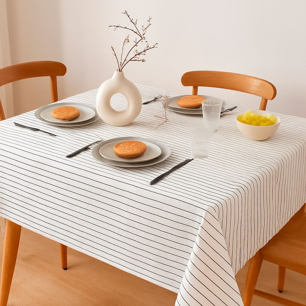 Mantel de Lino Rayado Minimalista