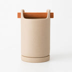 Porta Cubiertos De Cerámica Con Asa De Madera