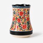 Porta Cubiertos de Cerámica con Base de Drenaje y Diseño Floral