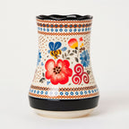 Porta Cubiertos de Cerámica con Base de Drenaje y Diseño Floral