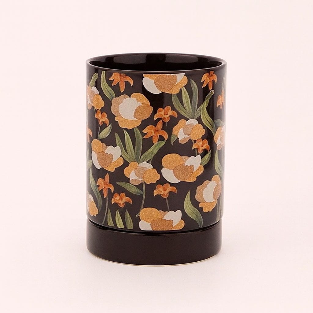 Porta Cubiertos de Cerámica con Diseño Floral