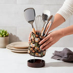 Porta Cubiertos de Cerámica con Diseño Floral