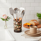 Porta Cubiertos de Cerámica con Diseño Floral