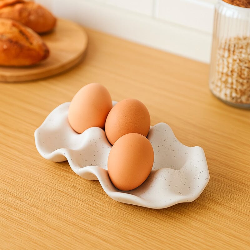 Porta Huevos De Cerámica Con Diseño Orgánico