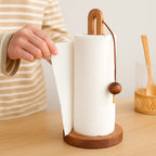 Portarrollos de Madera para Papel de Cocina con Esfera Decorativa