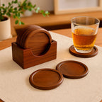 Portavasos De Madera Con Soporte Conjunto Con 6 Piezas