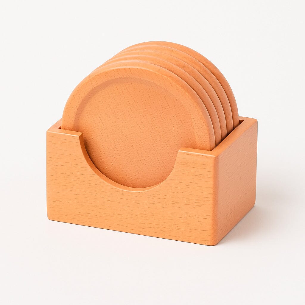 Portavasos De Madera Con Soporte Conjunto Con 6 Piezas