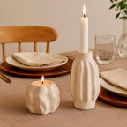 Portavelas de Cerámica con Textura Orgánica