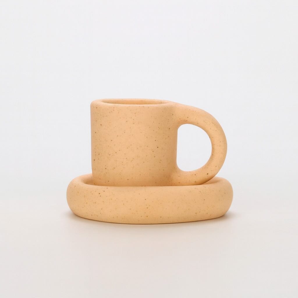 Portavelas de Cerámica en Forma de Taza Decorativa