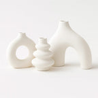 Set de Floreros Decorativos de Cerámica Blanca para Mesa