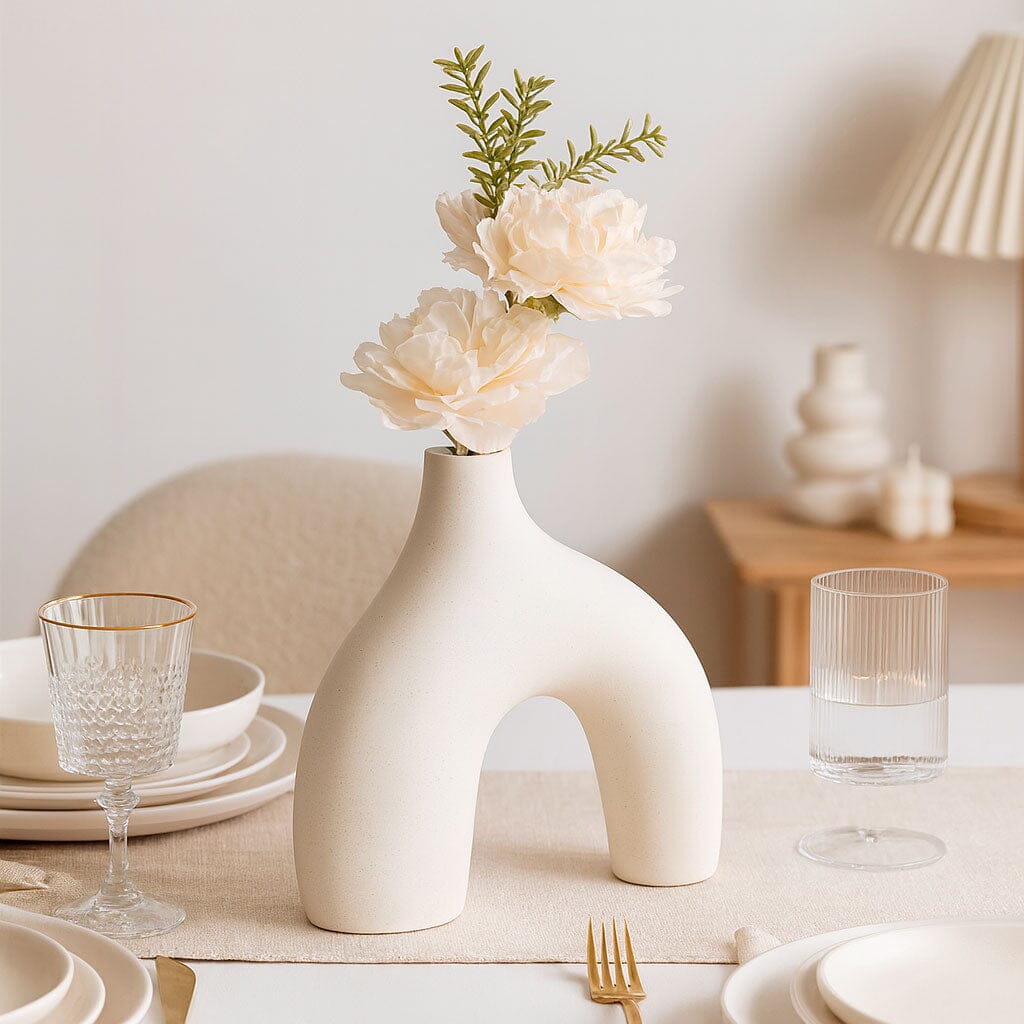 Set de Floreros Decorativos de Cerámica Blanca para Mesa
