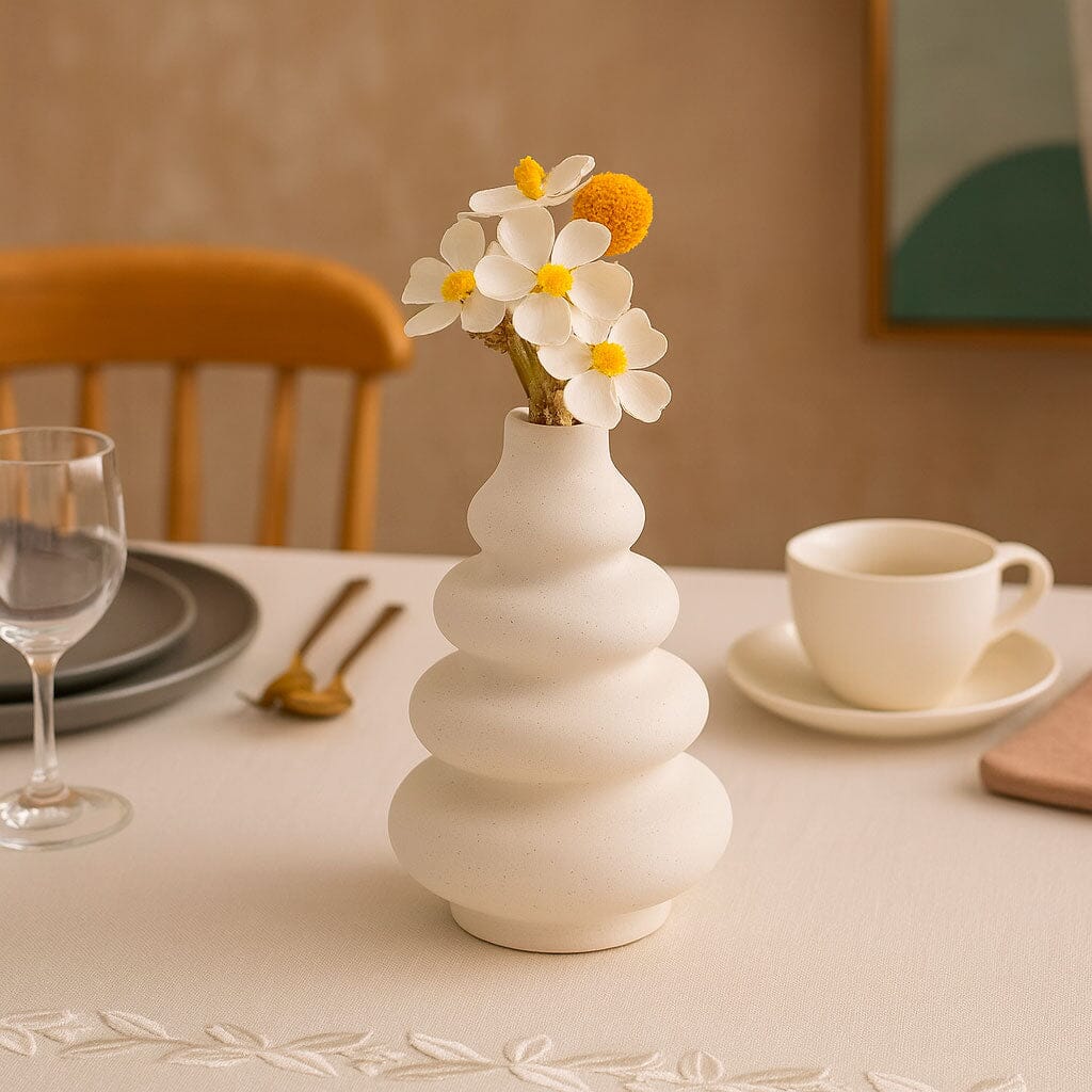 Set de Floreros Decorativos de Cerámica Blanca para Mesa