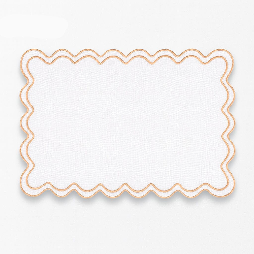 Set de Manteles Individuales de Lino con Borde Ondulado (6 Piezas)