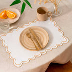 Set de Manteles Individuales de Lino con Borde Ondulado (6 Piezas)